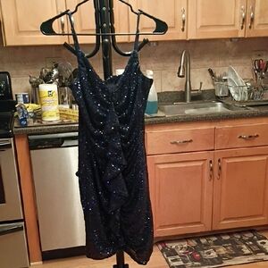 Sparkling Midnight Blue Mini Dress